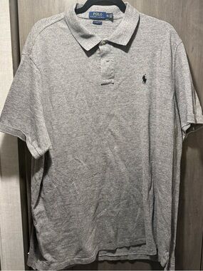 Ralph Lauren Men's Heather Gray Polo with Navy Pony